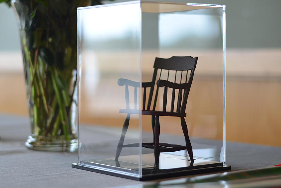 A 3-D printed "chair" was given to Cranor as a symbol of her endowed professorship